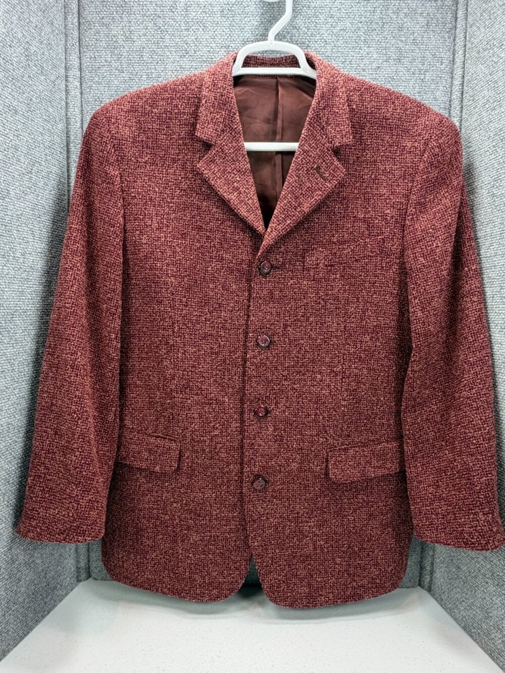 Vintage TRUGEN Burgundy Tweed Sport Coat Men's 42R 4 Button